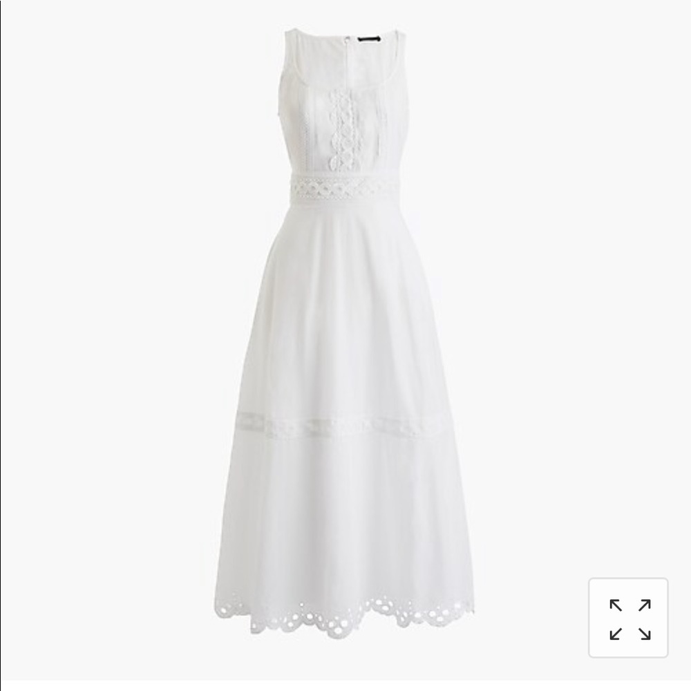 J. Crew scoopneck midi dress organic cotton M wht - Picture 1 of 7